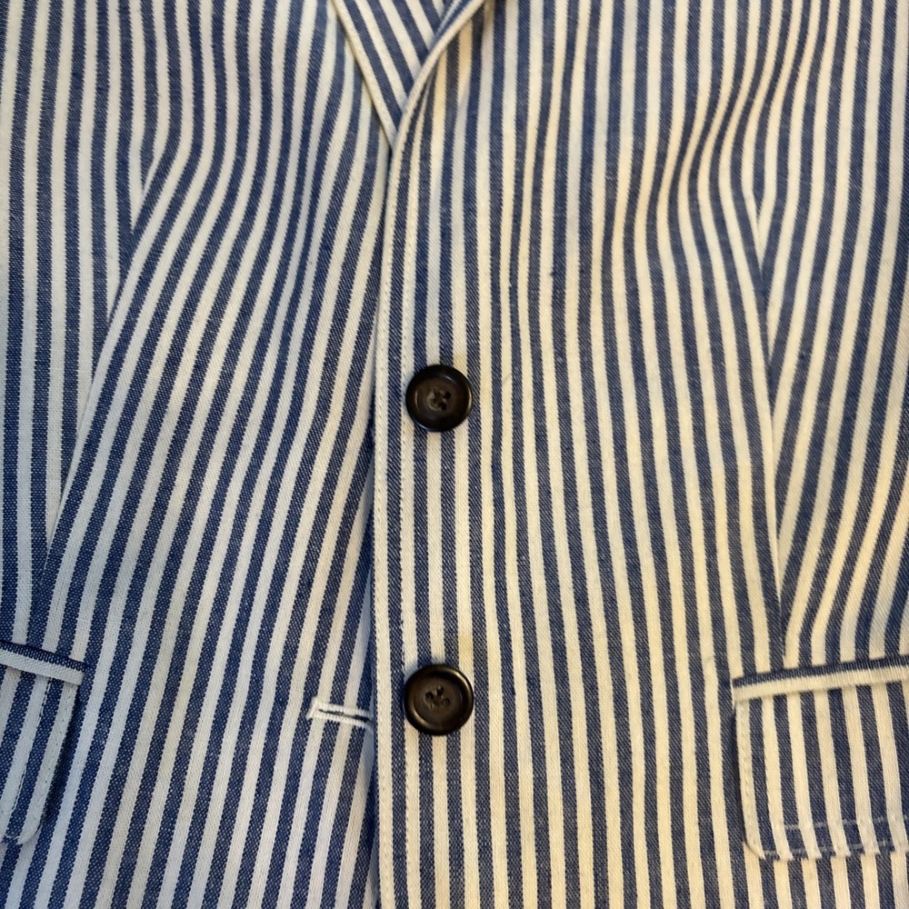 J.CREW Women's BLUE & WHITE STRIPED Seersucker BLAZER Jacket Lined NEW Size 10 - Picture 2 of 8